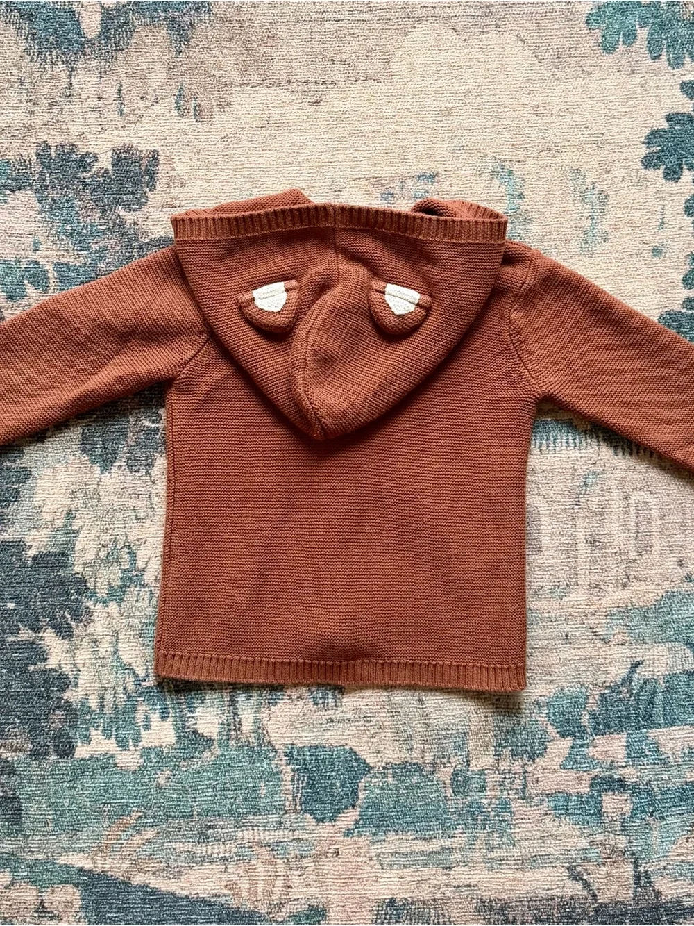 H&M Kids Fox Ears Hooded Knit Cardigan Sweater in Rust - 3T